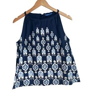 J. McLaughlin Talitha Top Navy Tank Chic Halter XS Coastal Oversize‎